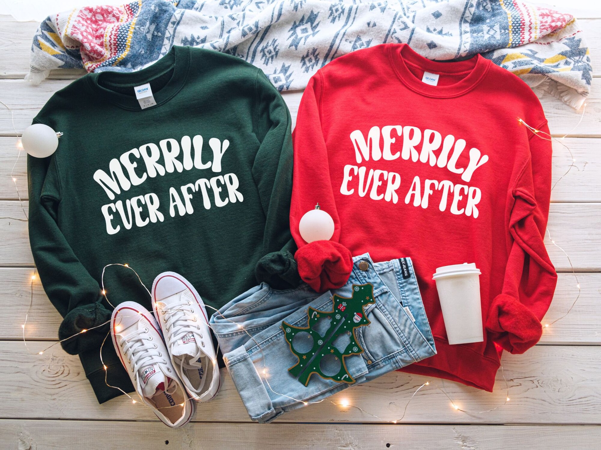 Merrily Ever After: Matching Xmas Sweatshirts for Couples & Newlyweds image 1