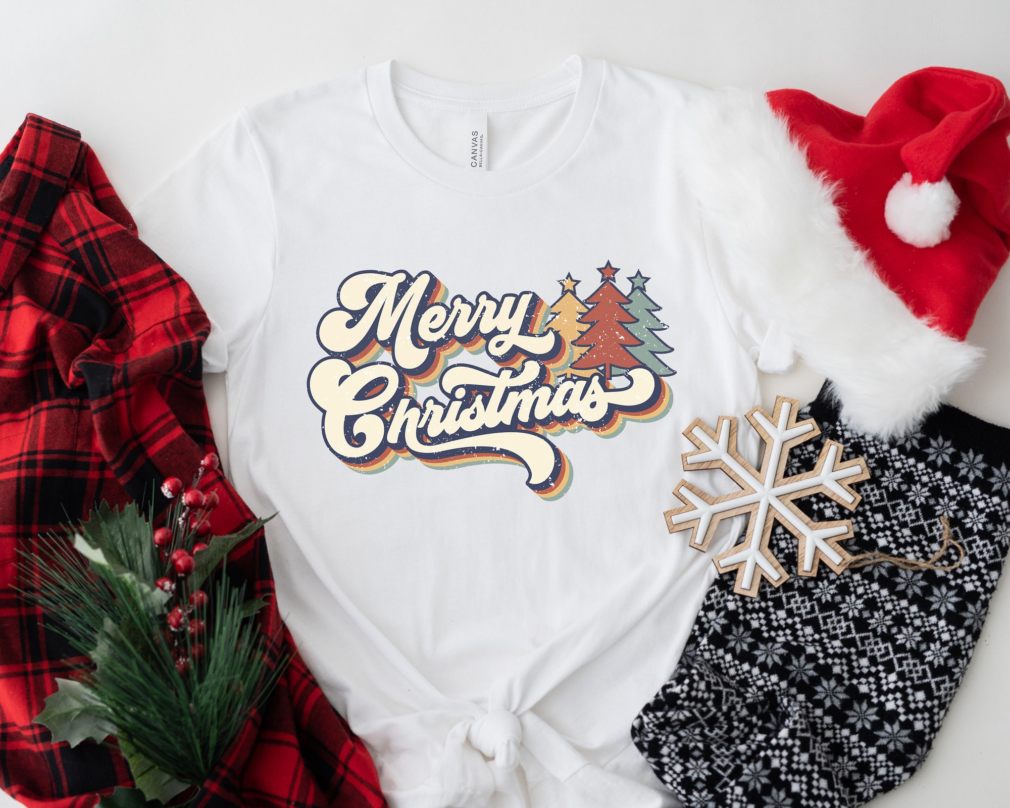 Vintage Merry Christmas Sweatshirt: Family Shirt 70s Style Gift image 1