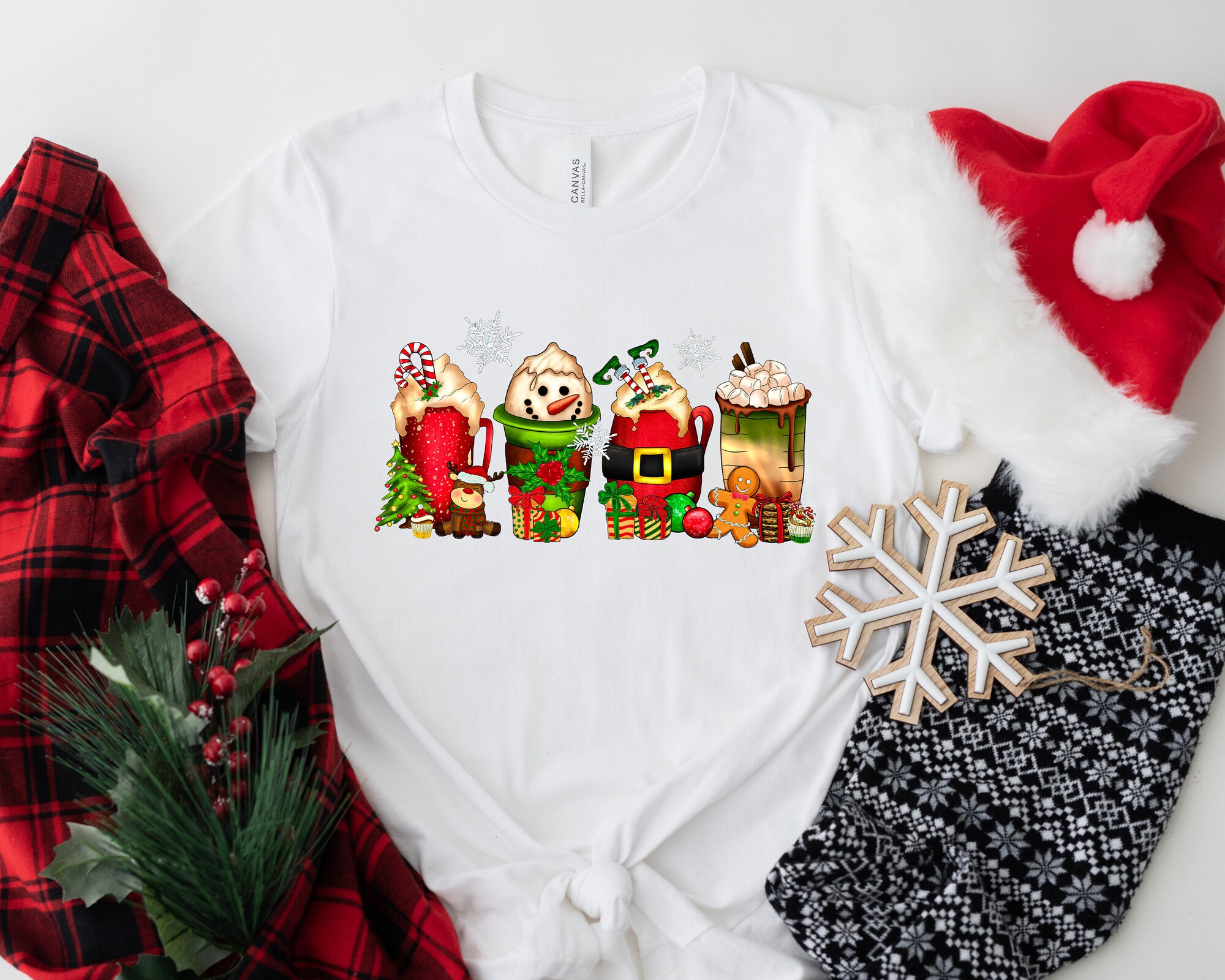 Christmas Santa Coffee Shirt | Funny Holiday Tee for Women image 2