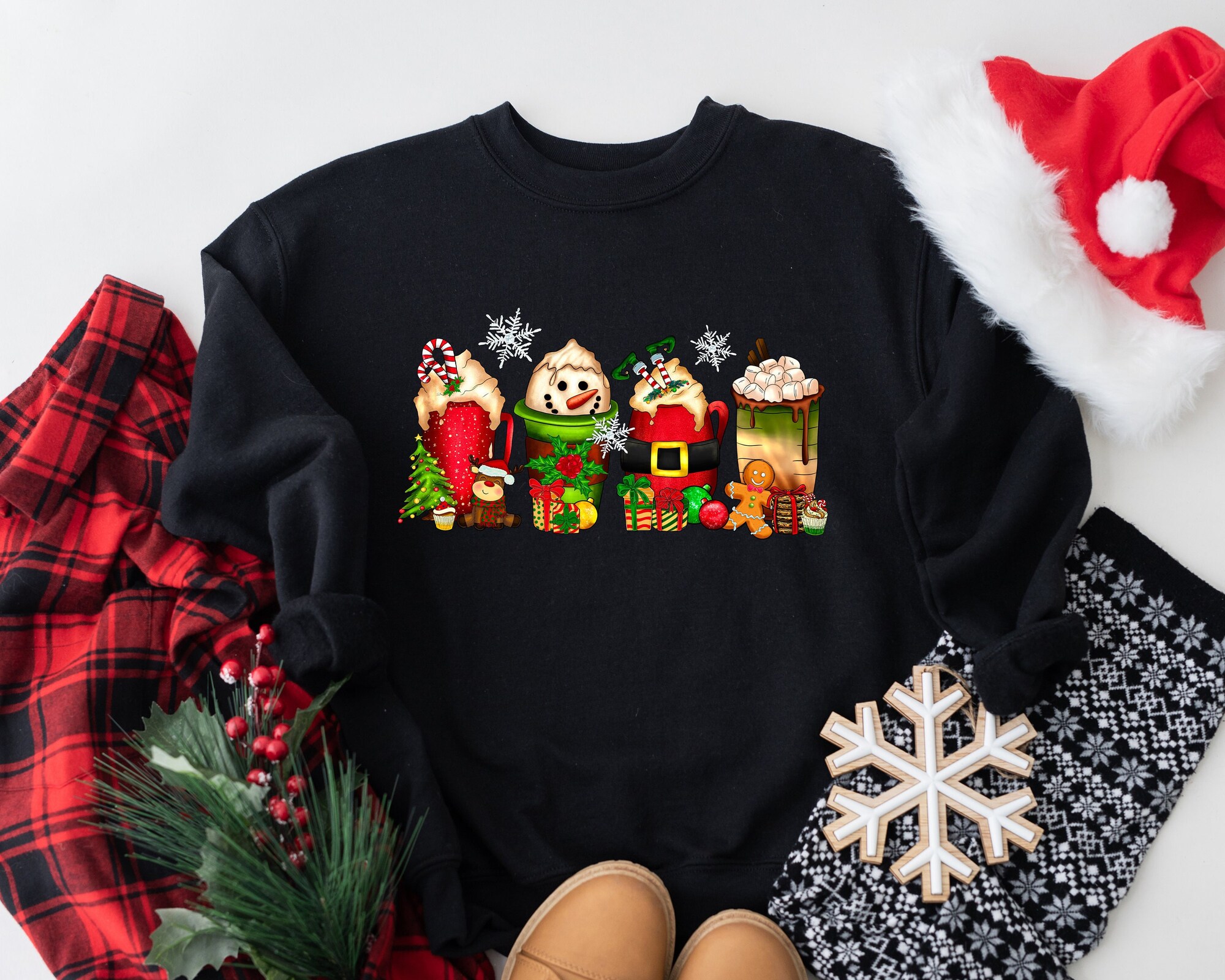 Christmas Santa Coffee Shirt | Funny Holiday Tee for Women image 0