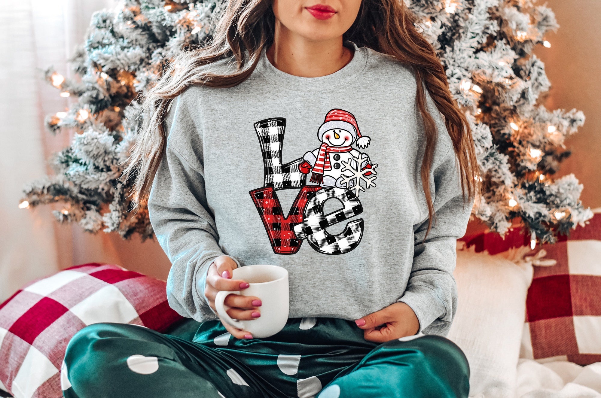 Love Snowman T-Shirt | Christmas Snowman Tee image 1