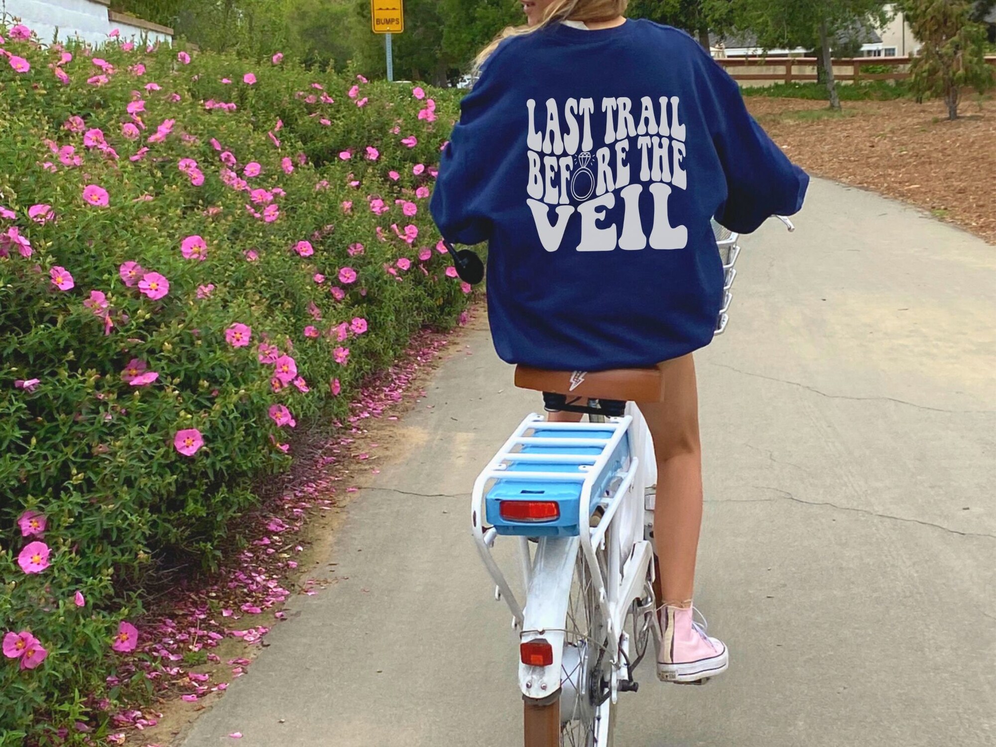 Last Trail Before The Veil Camping Bachelorette Party Trail/Veil: Hiking Bach Sweatshirts for Mountain Bride image 2