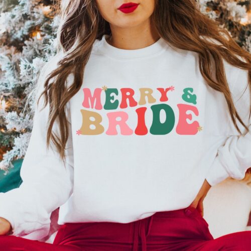 Christmas Bride Sweatshirt - Xmas Wedding Gift & Bachelorette Tee image 0