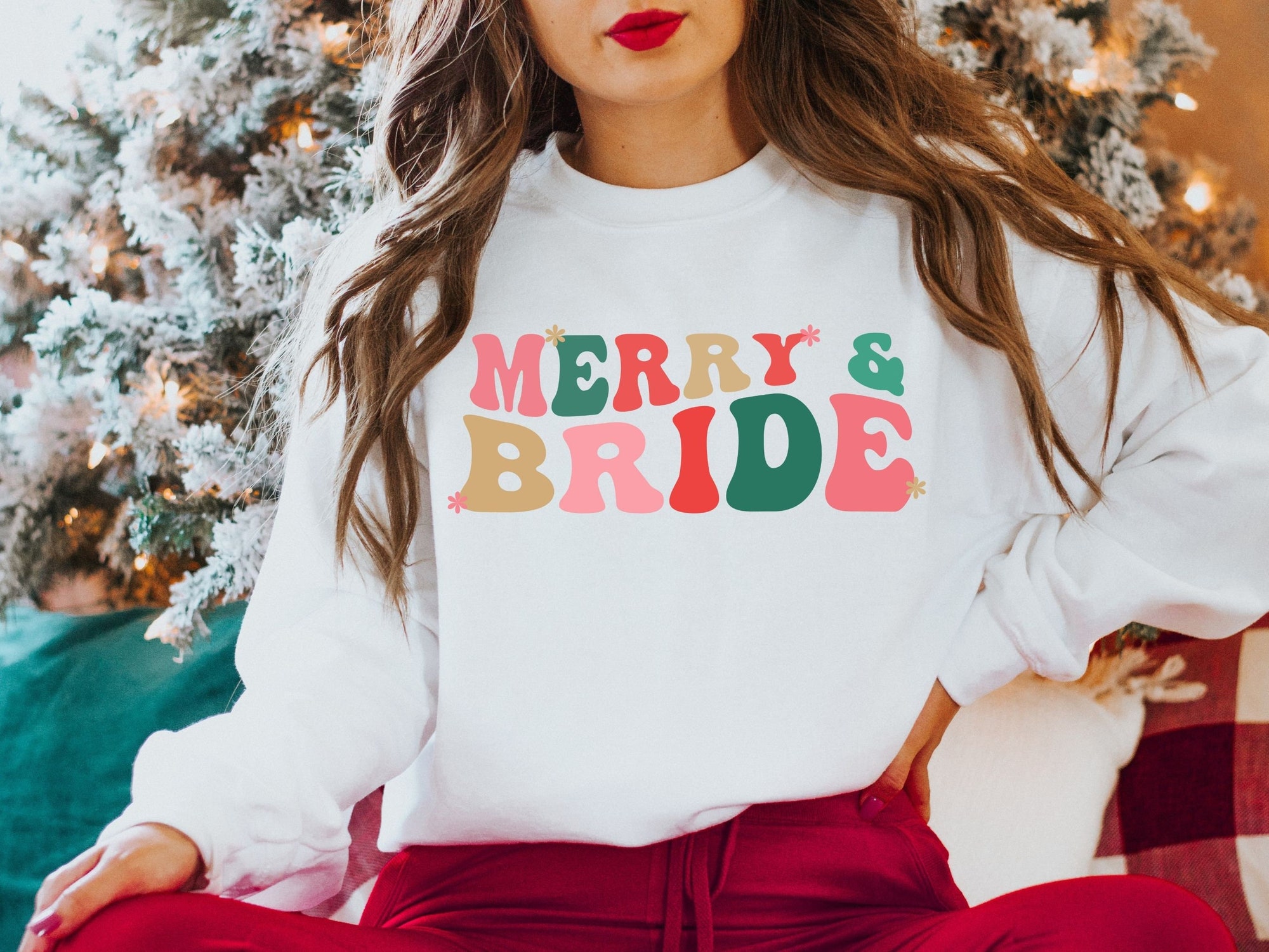 Christmas Bride Sweatshirt - Xmas Wedding Gift & Bachelorette Tee image 0