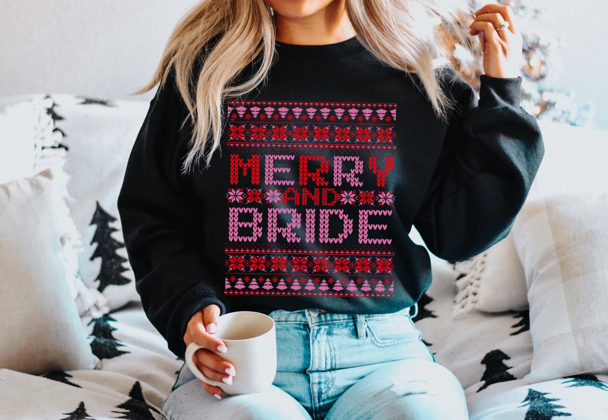 Ugly Christmas Bride Sweatshirt: Merry Xmas Holiday Gift for Bride image 3