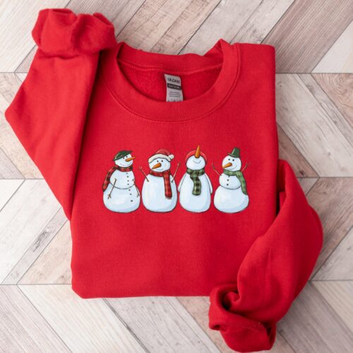 Cute Christmas Sweatshirt | Snowman Family Christmas Tee image 0