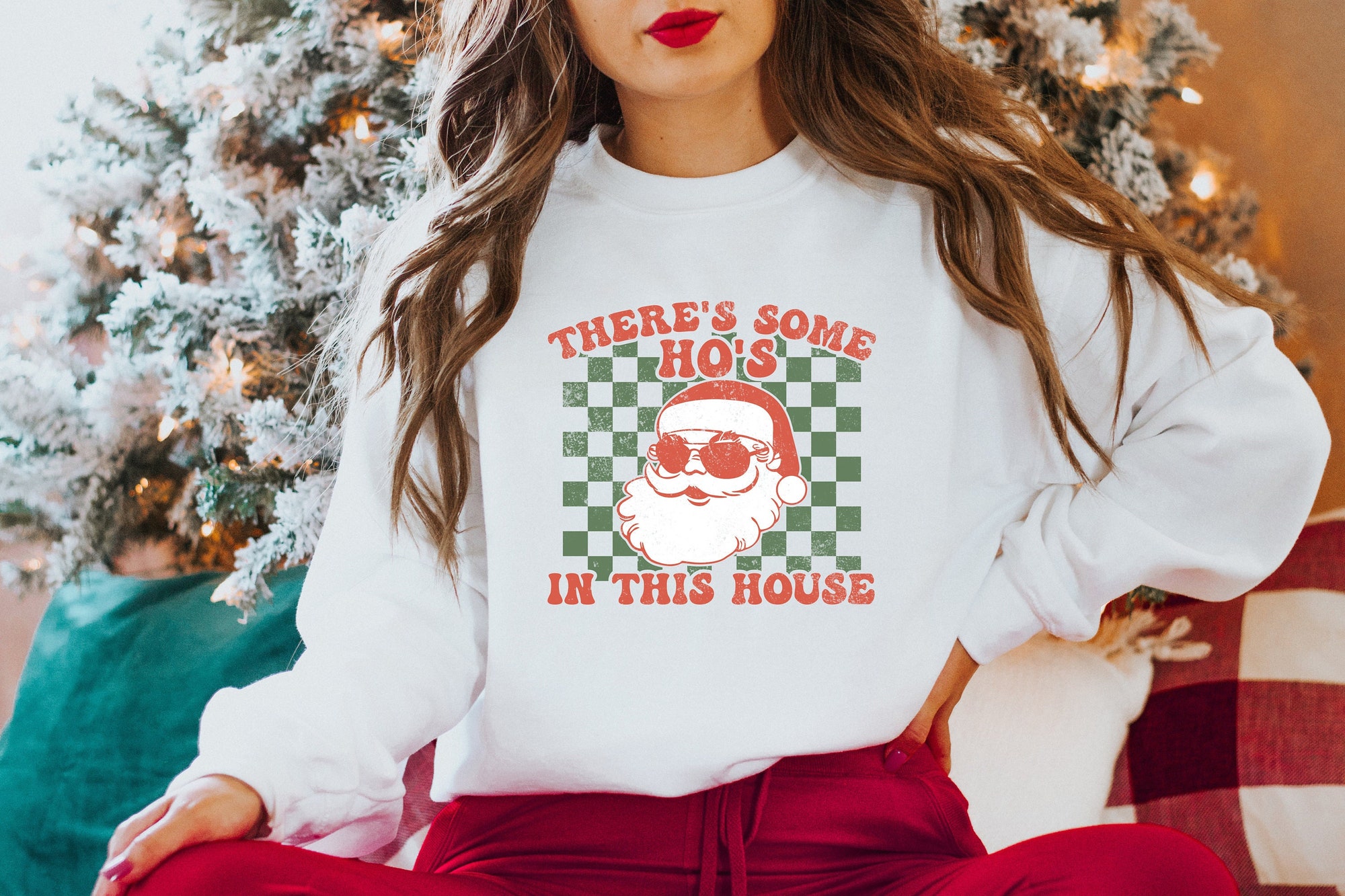 There Is Some Ho's In This House Shirt, Christmas Sweater, Funny Christmas Sweatshirt Gift, Funny Santa Hoodie, Christmas Holiday Shirt image 0