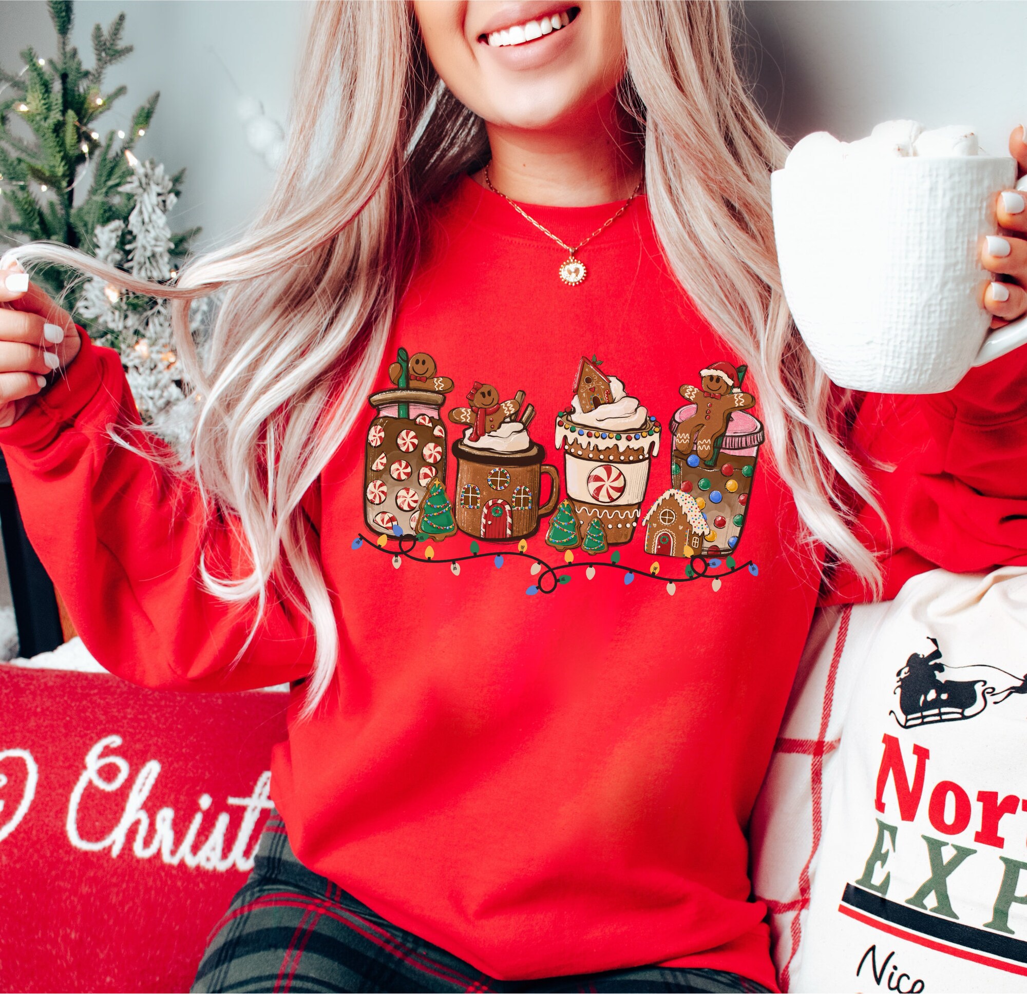 Xmas Gingerbread Coffee Shirts: Gift for Latte Lovers & Holidays image 3