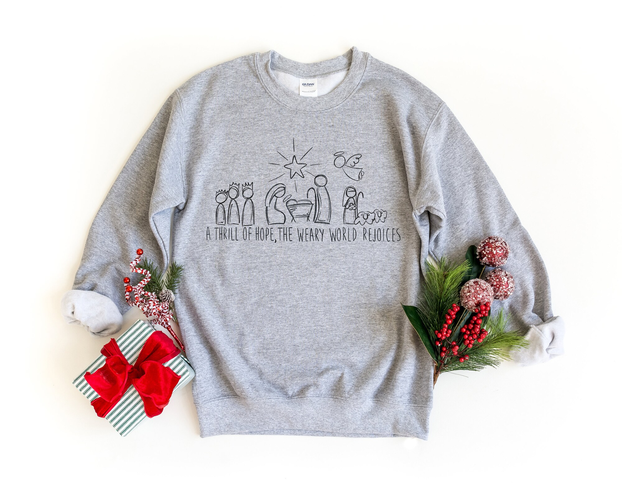 Christian Christmas Sweatshirt | Nativity Scene Sweater & Religious Gifts image 1