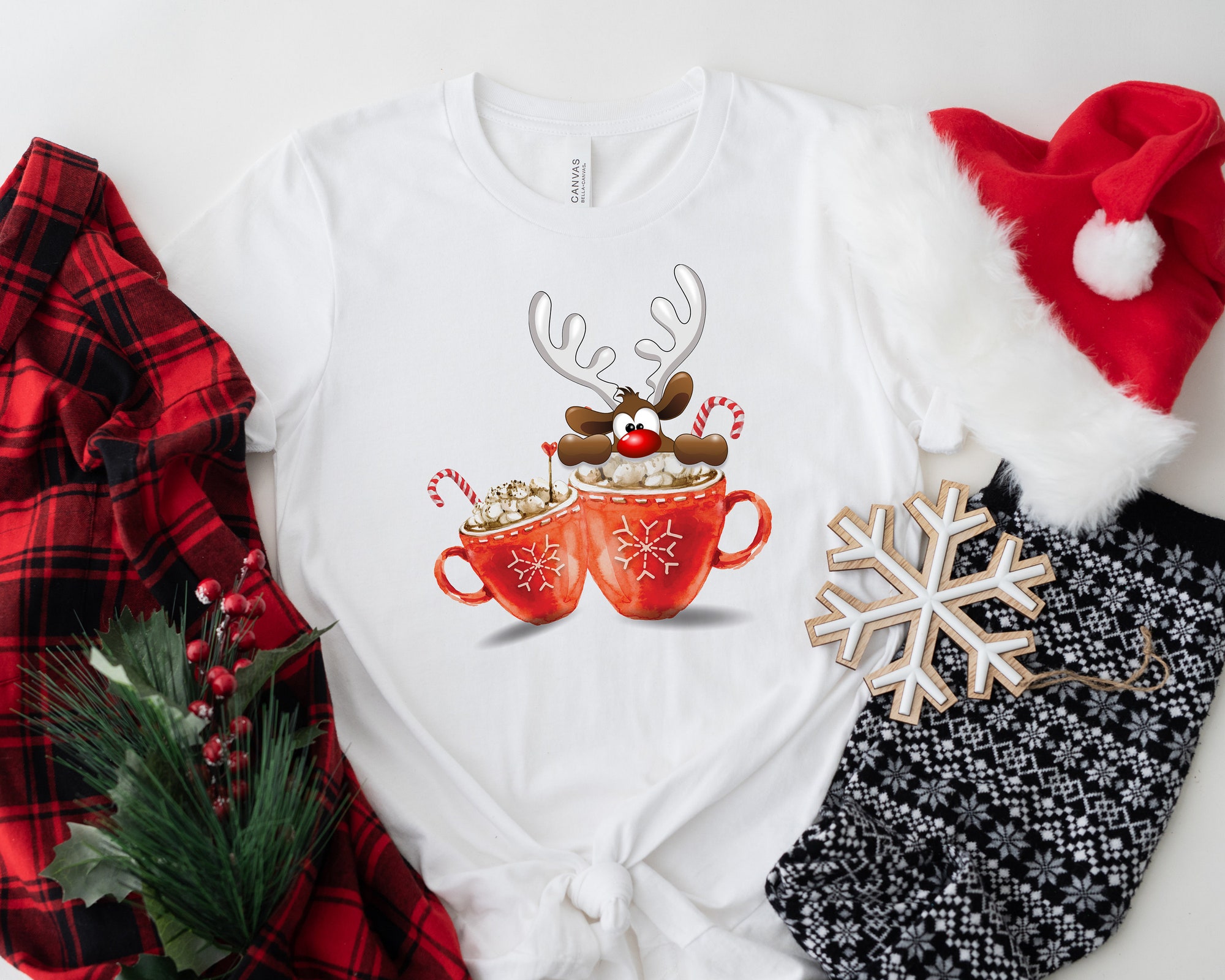 Christmas Cute Reindeer Sweatshirt: Matching Family Xmas Shirt image 1