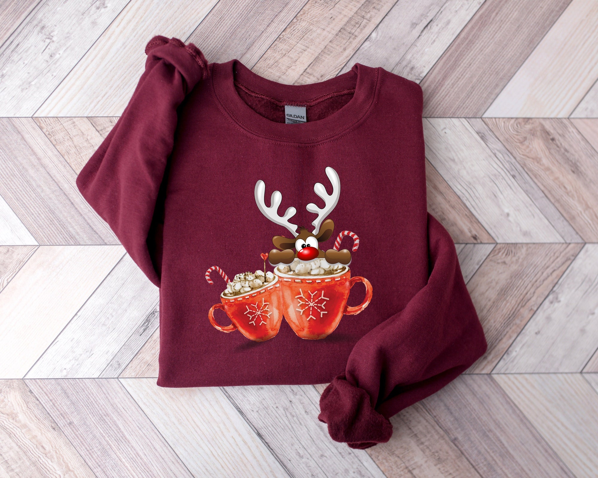 Christmas Cute Reindeer Sweatshirt: Matching Family Xmas Shirt image 0