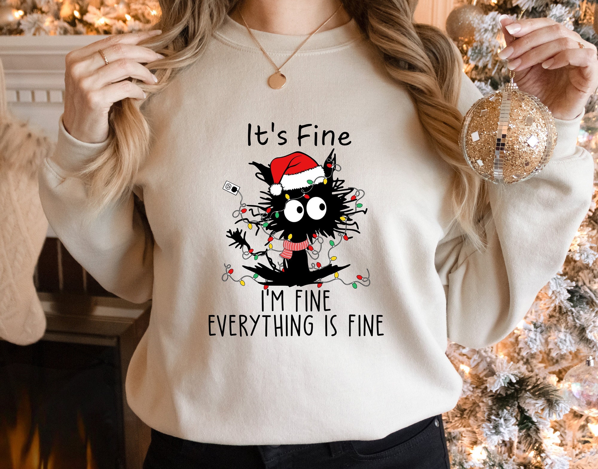 Cat Christmas Shirt: Introvert Tee Funny Sarcastic Mental Health Tee image 0
