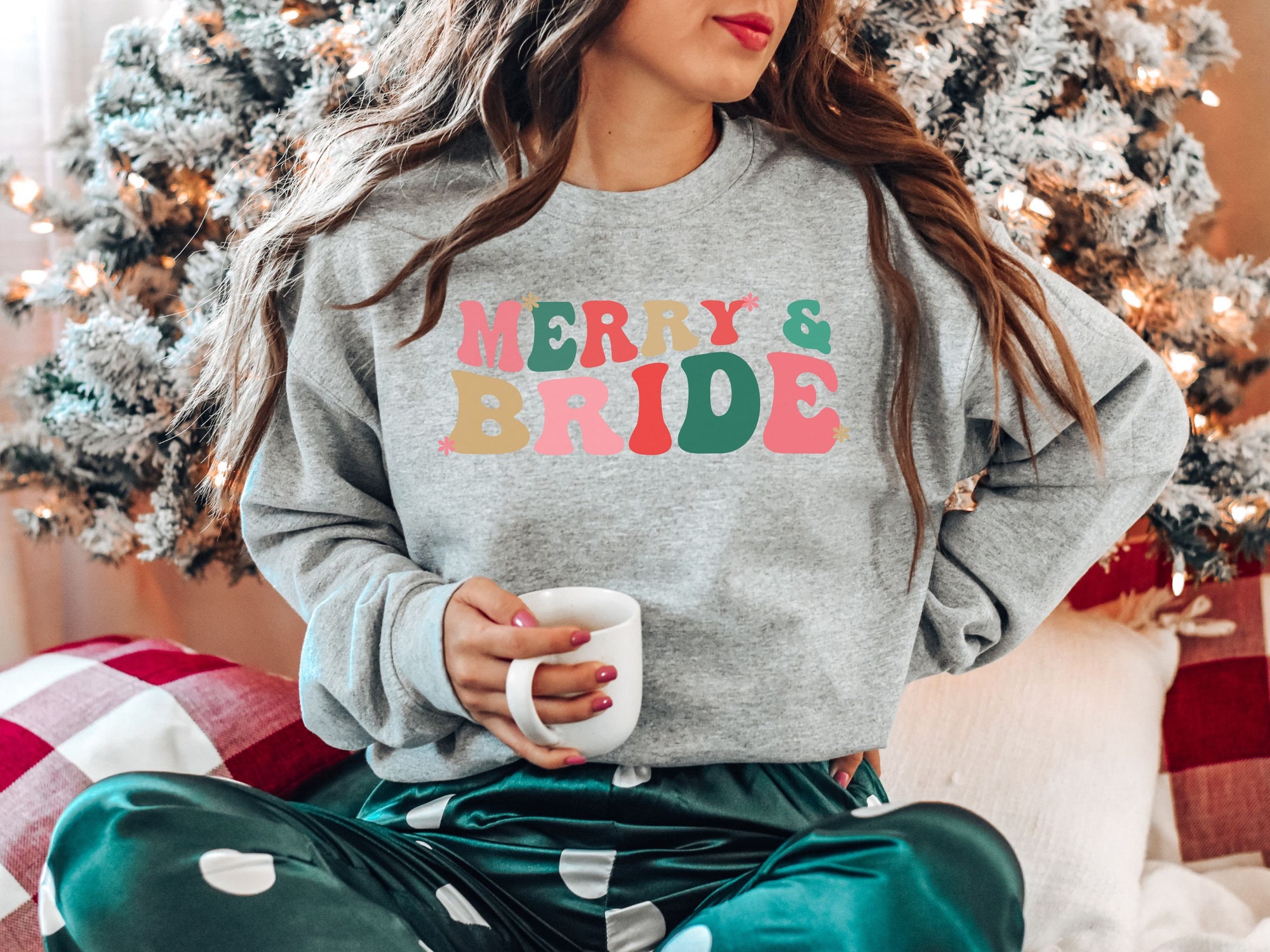 Christmas Bride Sweatshirt - Xmas Wedding Gift & Bachelorette Tee image 6