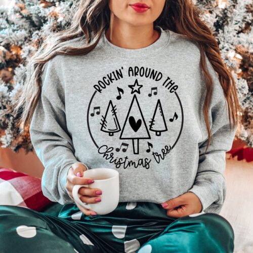 Christmas Tree Sweatshirt | Rockin Around the Christmas Tree Hoodie image 0