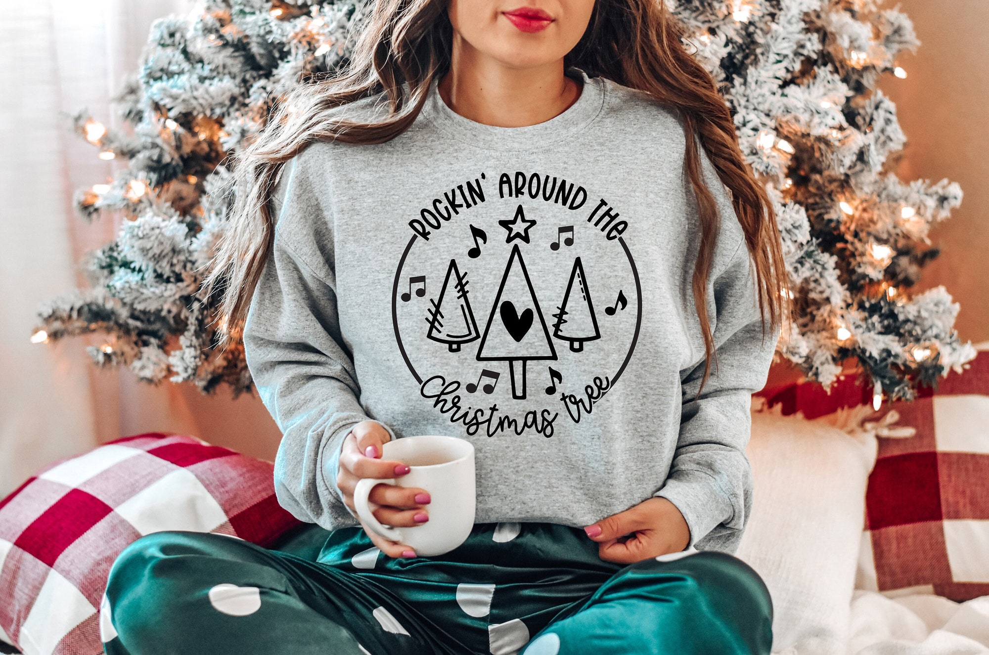 Christmas Tree Sweatshirt | Rockin Around the Christmas Tree Hoodie image 0