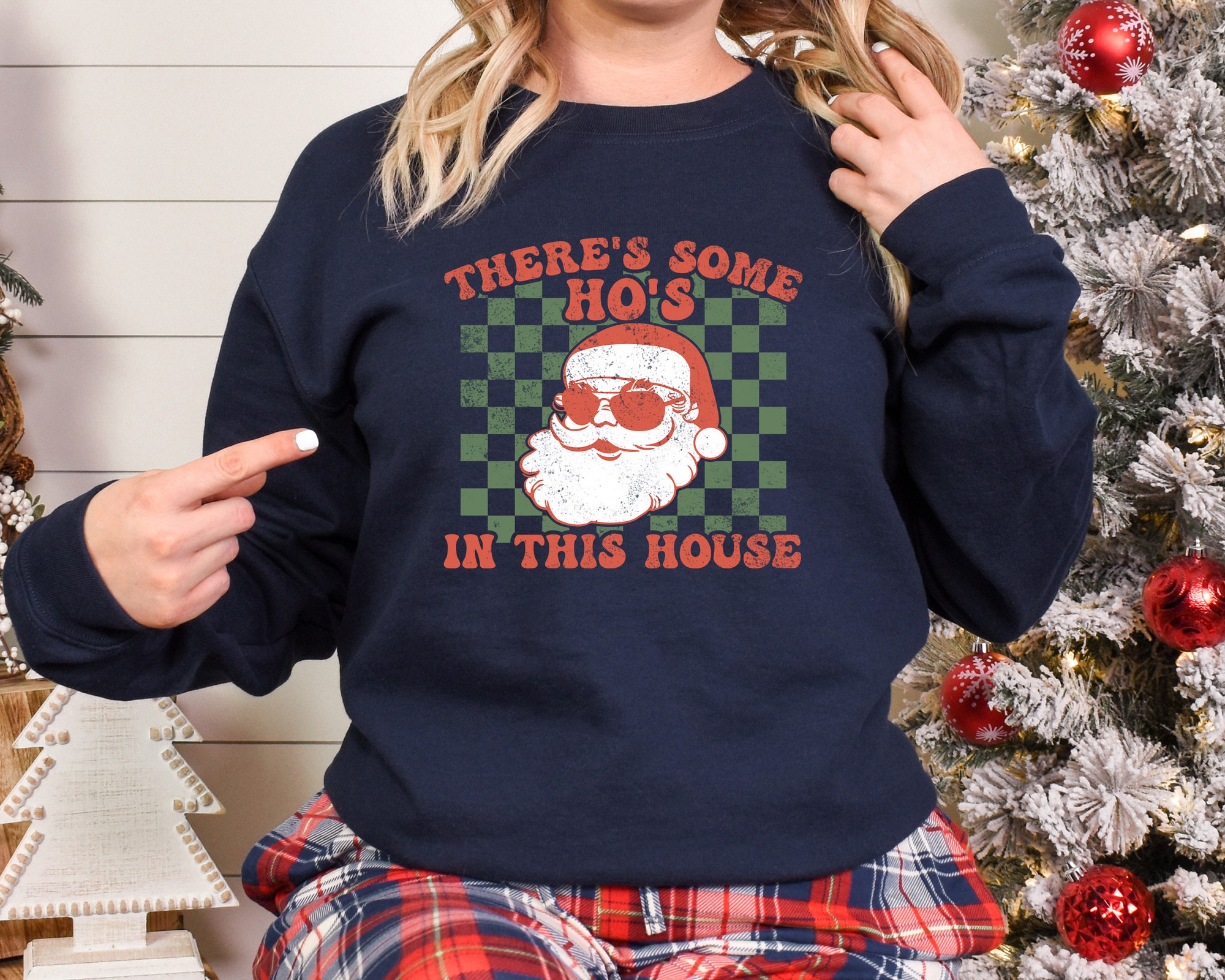 There Is Some Ho's In This House Shirt, Christmas Sweater, Funny Christmas Sweatshirt Gift, Funny Santa Hoodie, Christmas Holiday Shirt image 3