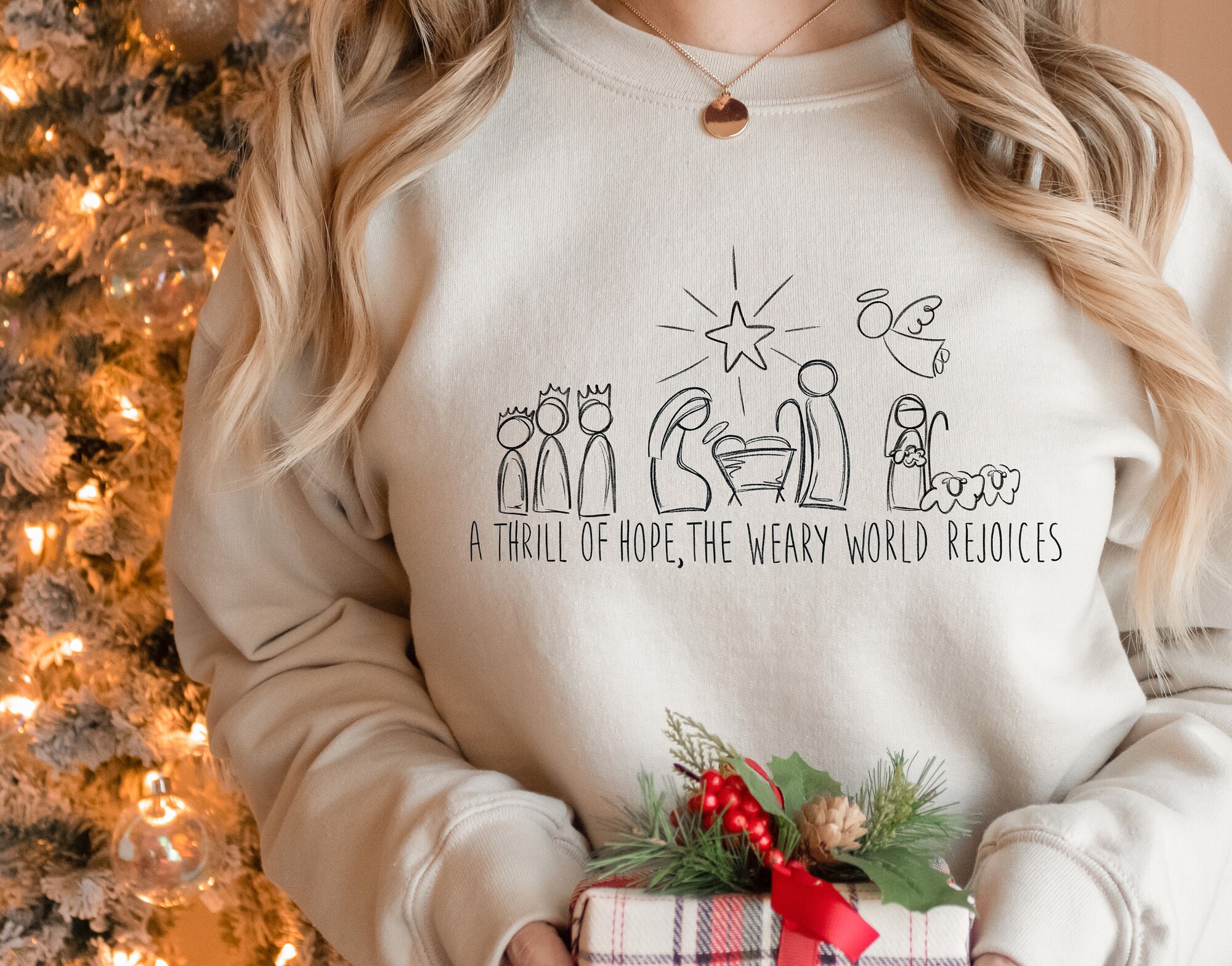 Christian Christmas Sweatshirt | Nativity Scene Sweater & Religious Gifts image 2