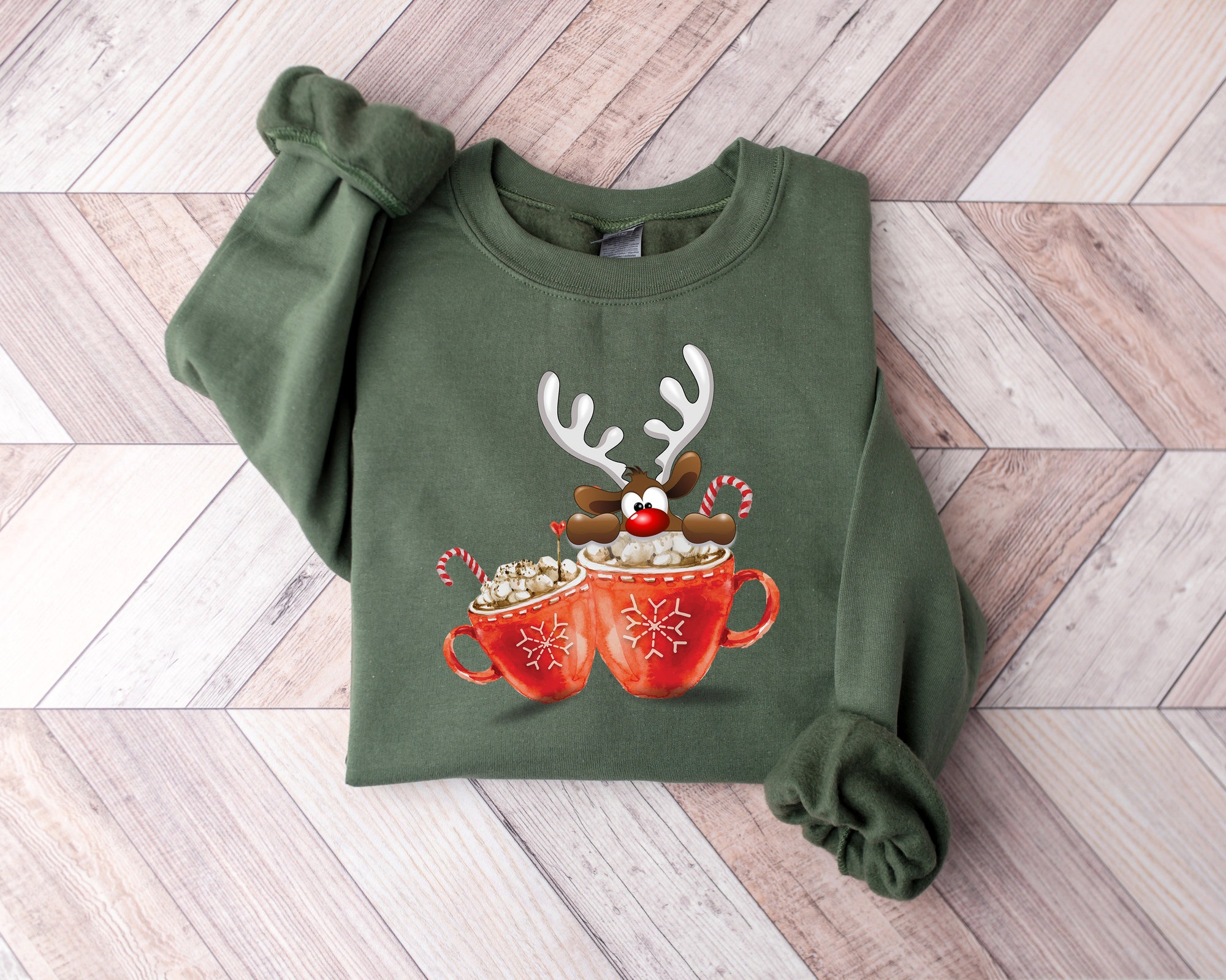 Christmas Cute Reindeer Sweatshirt: Matching Family Xmas Shirt image 2