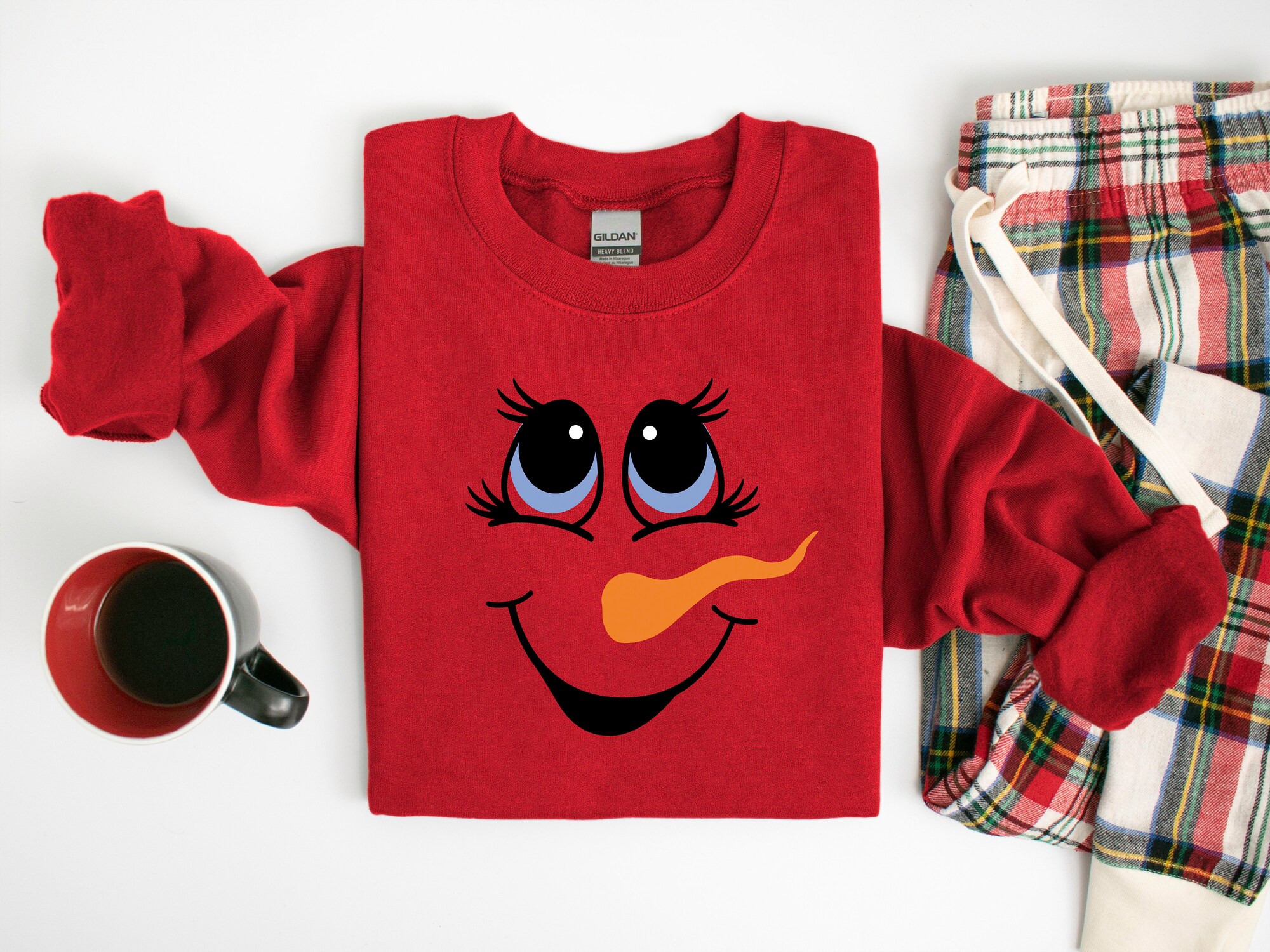 Snowwoman Face Christmas Shirt | Cute Holiday Tee Winter Lover Gift image 1