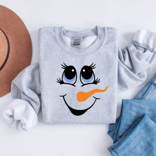 Snowwoman Face Christmas Shirt | Cute Holiday Tee Winter Lover Gift image 0