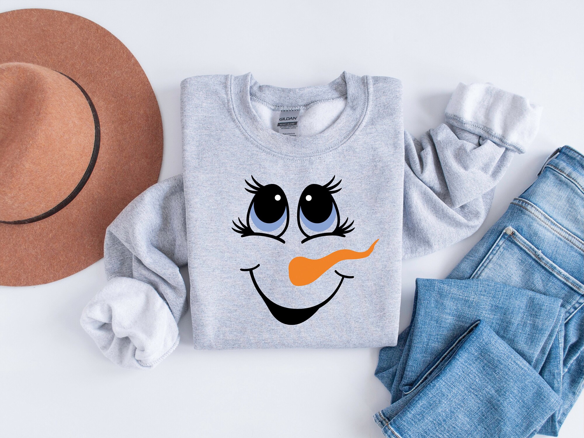 Snowwoman Face Christmas Shirt | Cute Holiday Tee Winter Lover Gift image 0