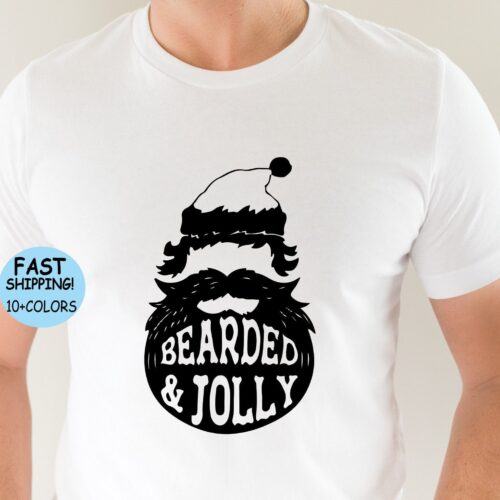 Santa Face Christmas Shirt Bearded And Jolly image 0