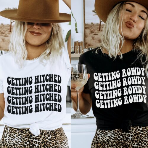 Nashville Bachelorette: Funny Country Shirts Hitched & Rowdy Tees image 0