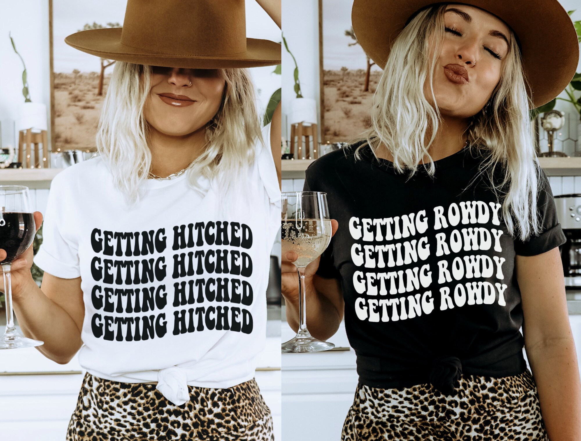 Nashville Bachelorette: Funny Country Shirts Hitched & Rowdy Tees image 0