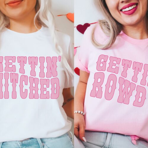 Nashville Bachelorette: Pink Party Tees Country Shirts - Hitched & Rowdy image 0