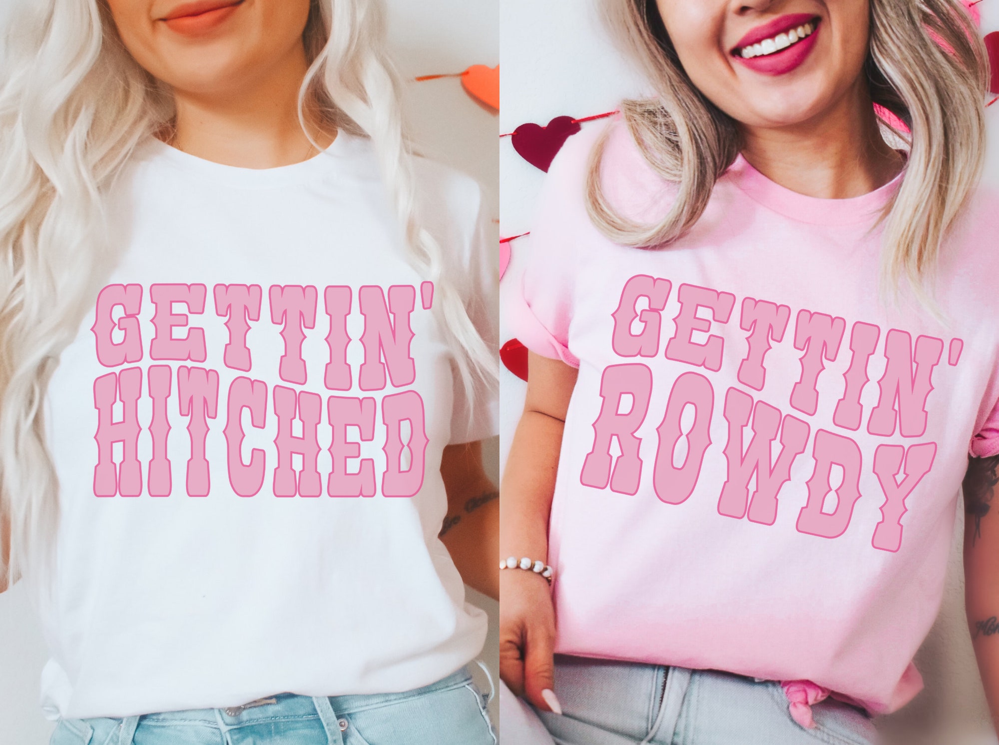 Nashville Bachelorette: Pink Party Tees Country Shirts - Hitched & Rowdy image 0