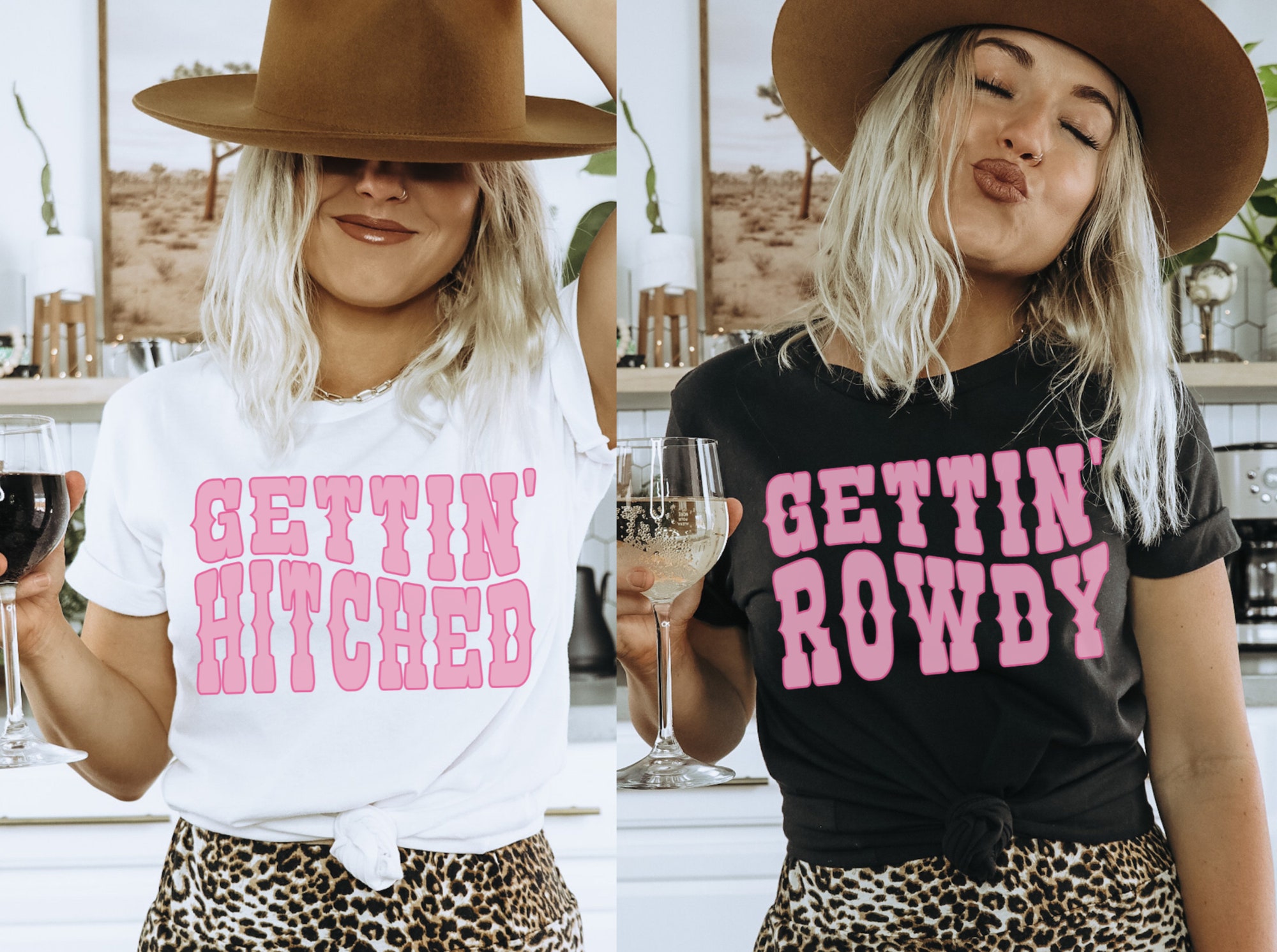 Nashville Bachelorette: Pink Party Tees Country Shirts - Hitched & Rowdy image 1