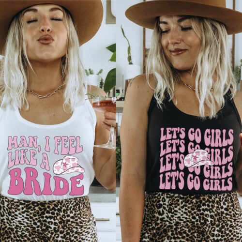 Cowgirl Bachelorette Shirts Retro Funny Tanks for Country Party image 0