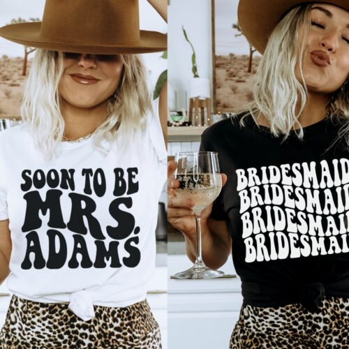 Retro Bachelorette Shirts: Custom Mrs Black Bridesmaid Bride Gifts image 0