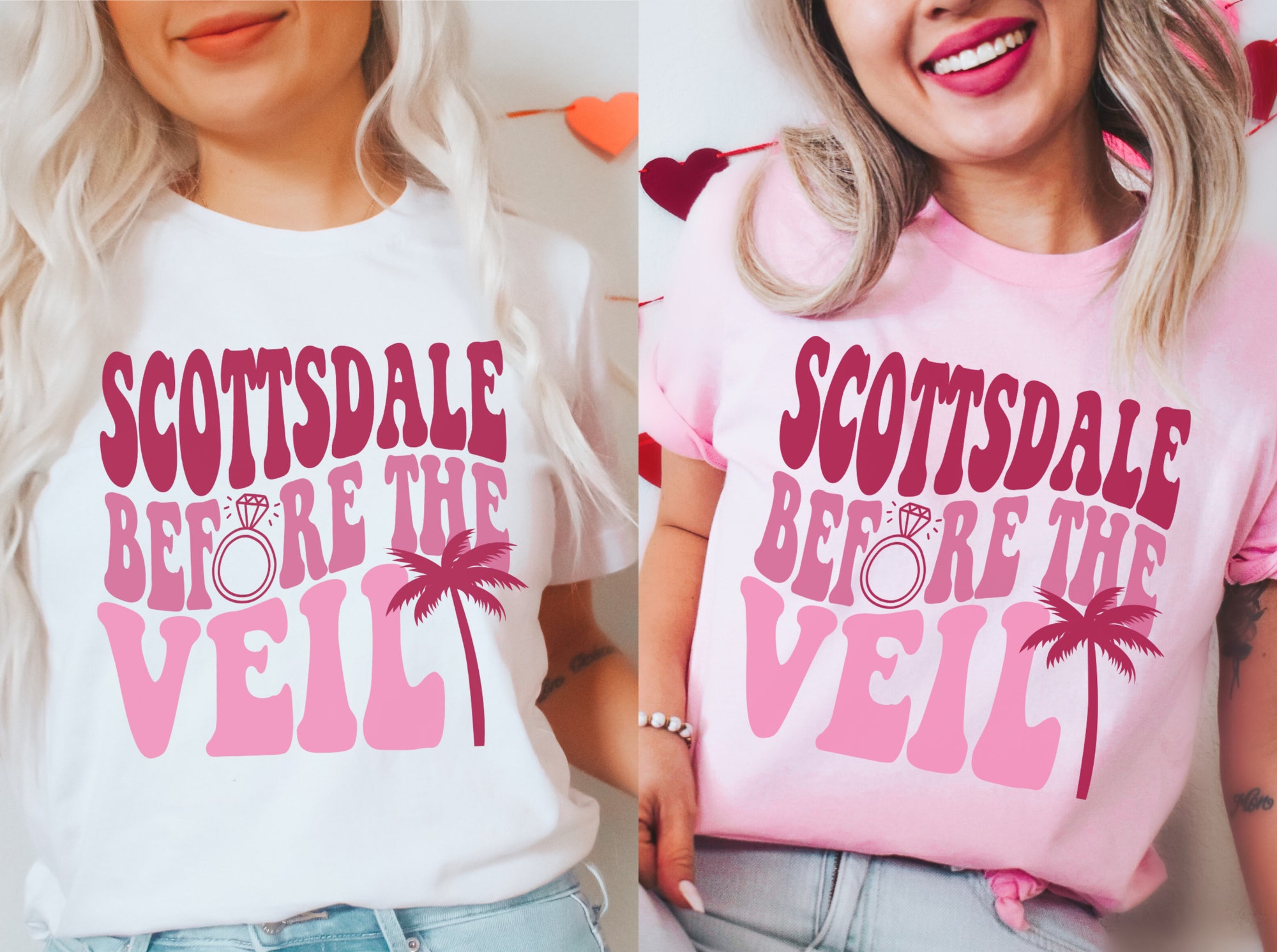 Scottsdale Bachelorette: Retro & Pink Bride Tees Desert Party Shirts image 1