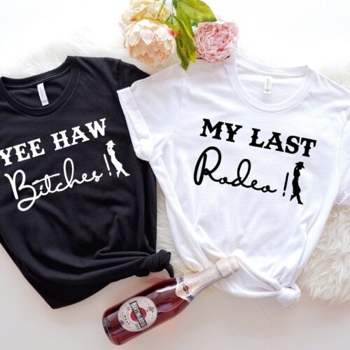 Country Bachelorette Tees: Last Rodeo Western Party Bride & Team Shirts image 0