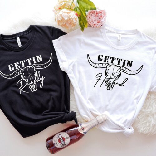 Cowgirl Bachelorette: Getting Hitched Shirts Bride & Team Tees Gifts image 0