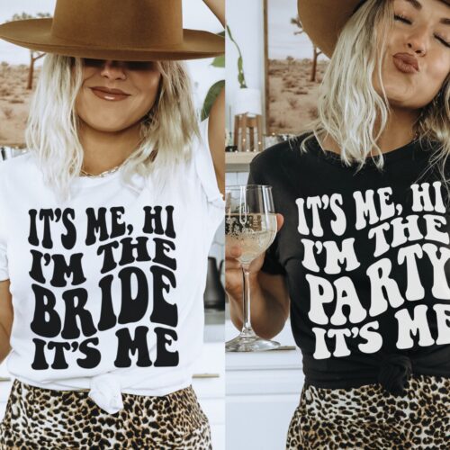 Its Me Hi Im the Bride Funny Bachelorette & Bach Party Shirts: 'It's Me Hi' & Retro Tees image 0