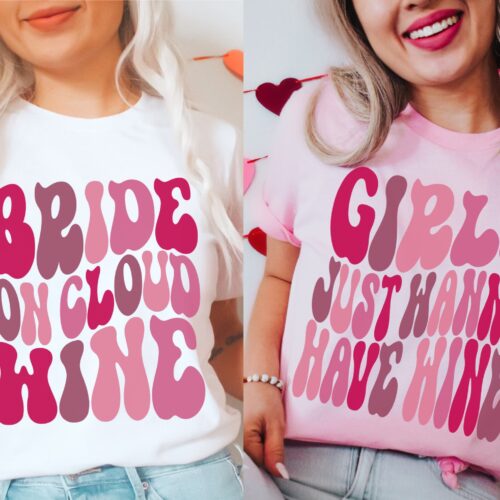 Wine Bachelorette Party: Funny Retro Shirts & Cloud Wine Bride Tees image 0