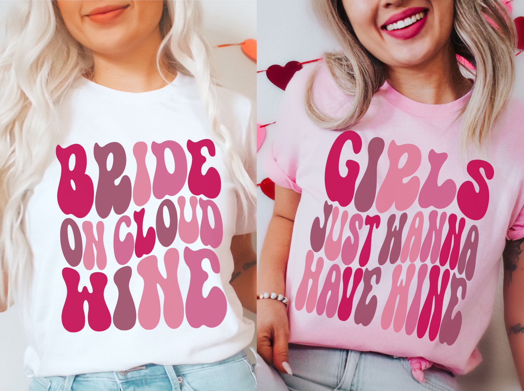 Wine Bachelorette Party: Funny Retro Shirts & Cloud Wine Bride Tees image 0