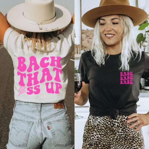 Custom Funny Bachelorette Shirt: Bach That Ass Up image 0