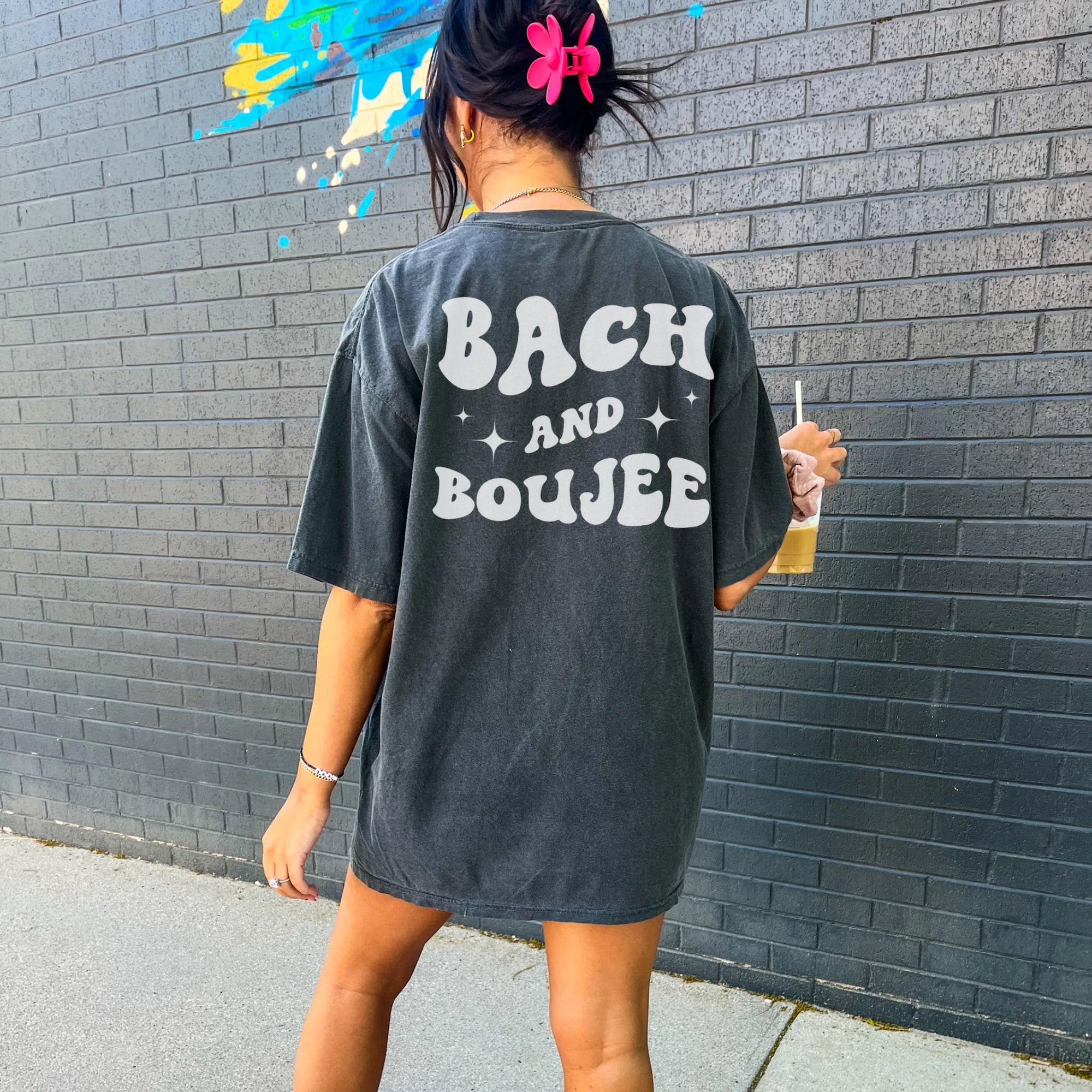 Comfort Colors Custom Bachelorette Party Shirt, Bach And Boujee, Groovy Retro Bachelorette, Personalized Bach Shirts, Bride Oversized Shirt image 1