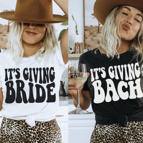 Funny Bachelorette Tees: 'Giving Bach' Retro & Matching Bridesmaid Shirts image 0