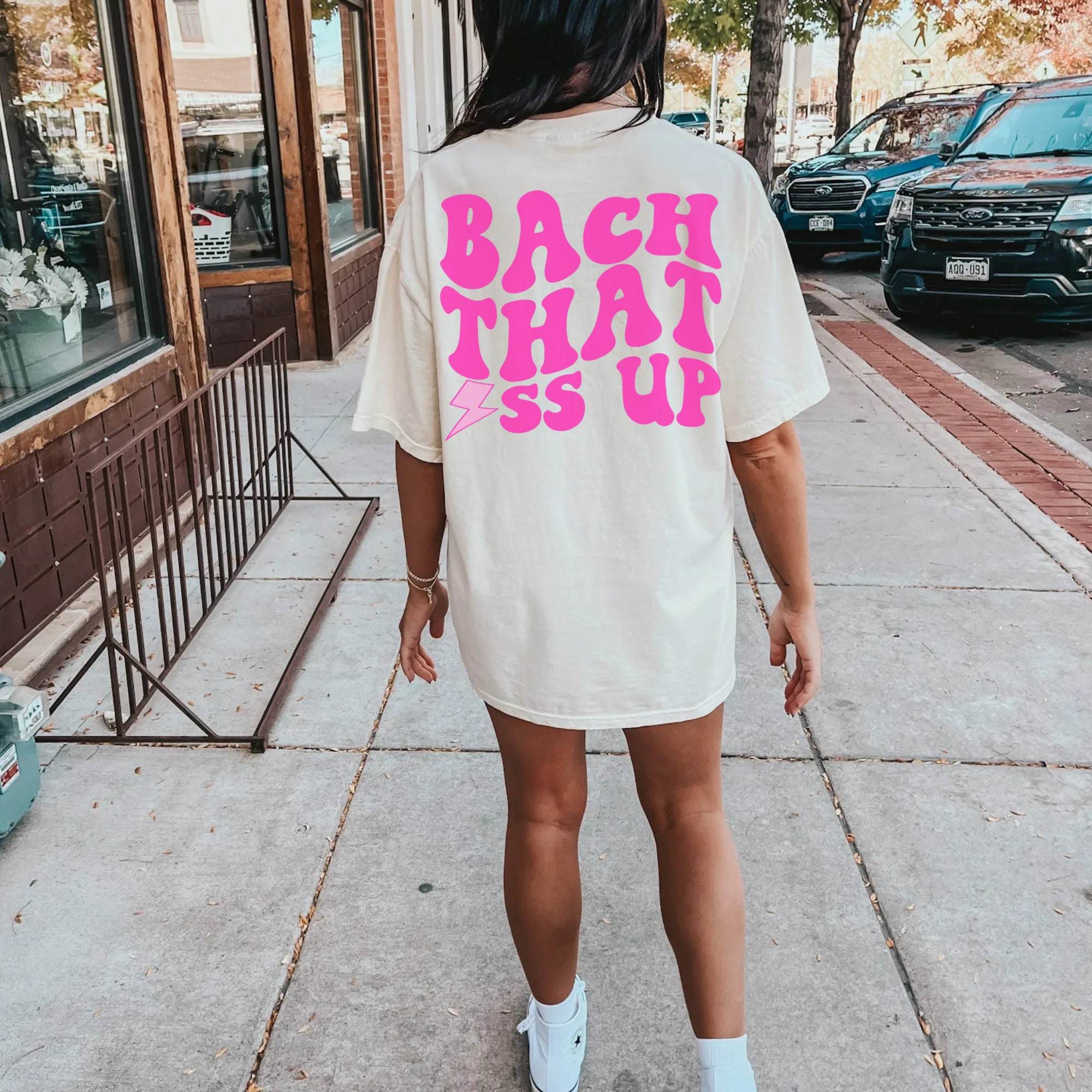 Custom Groovy Retro Bachelorette Shirt: Bach That Ass Up Pink Personalized image 5