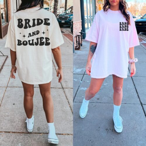 Custom Bachelorette Party Shirt Bach & Boujee: Groovy Retro Custom Bride Shirts - Oversized image 0