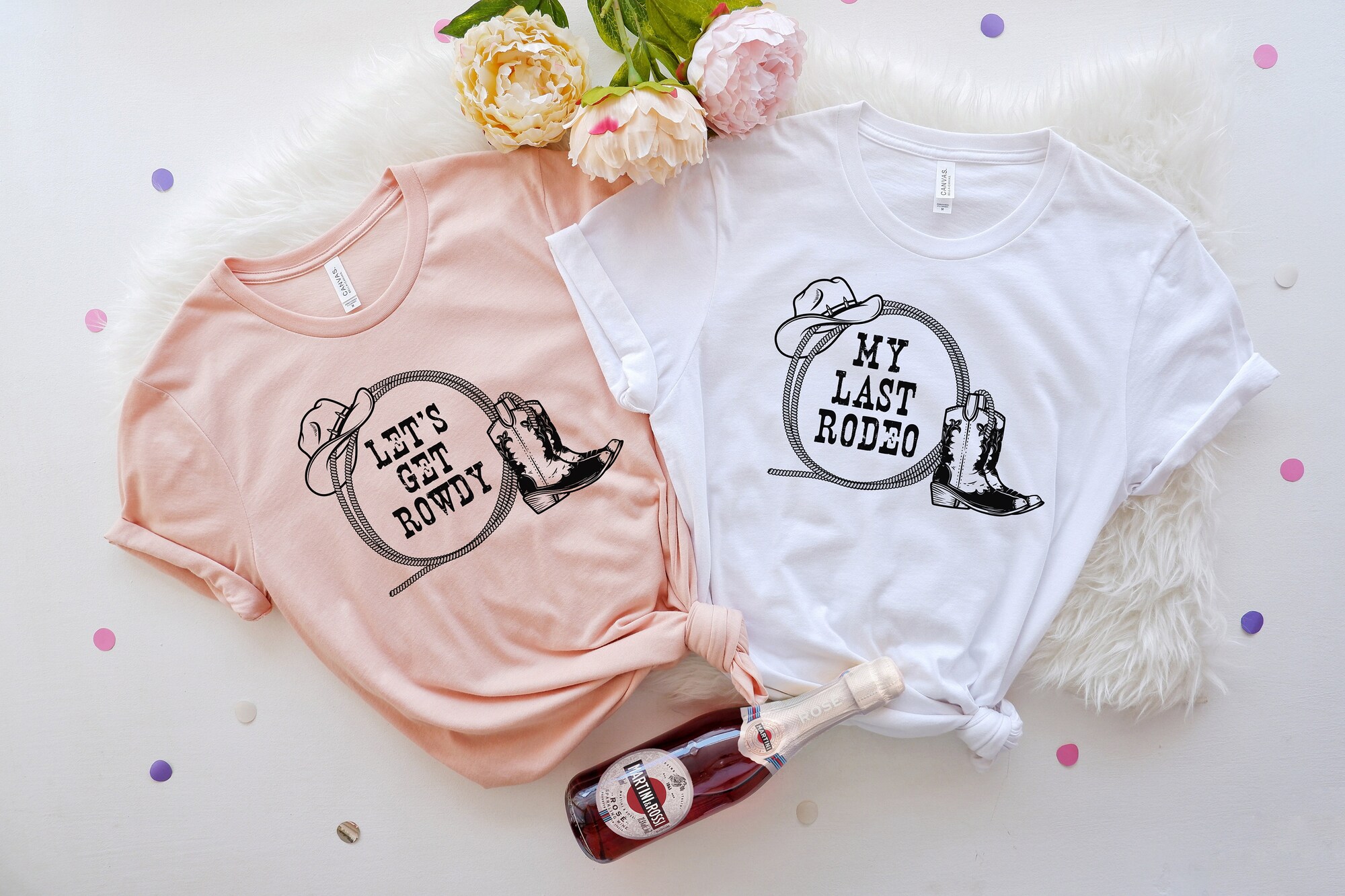 Last Rodeo & Rowdy Western Bachelorette Shirts Bride Team Gifts image 1