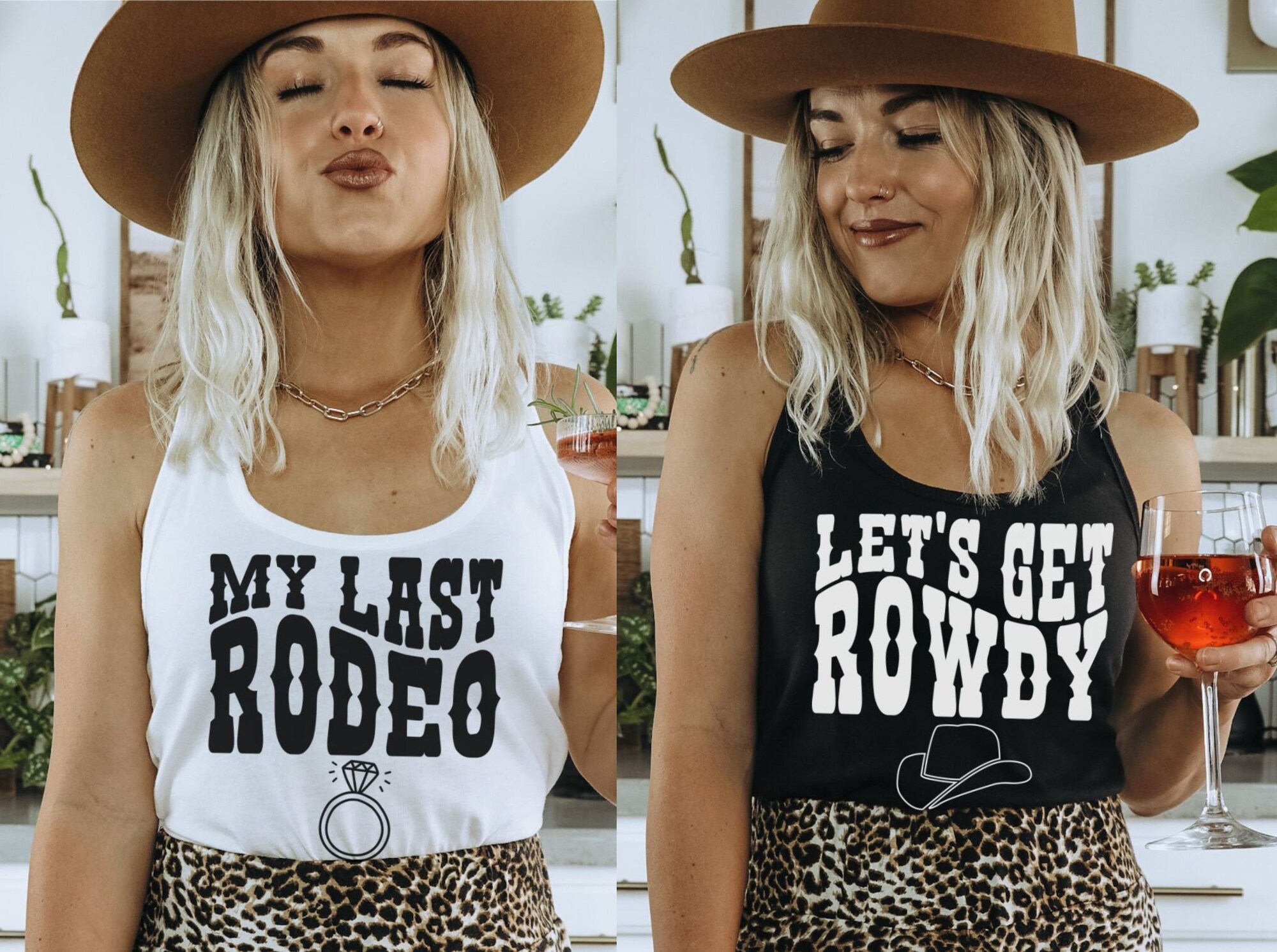 Retro Cowgirl Bachelorette Tanks: 'Let's Get Rowdy' Cowgirl Party Tees image 0