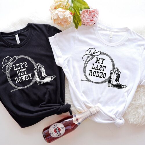 Last Rodeo & Rowdy Western Bachelorette Shirts Bride Team Gifts image 0