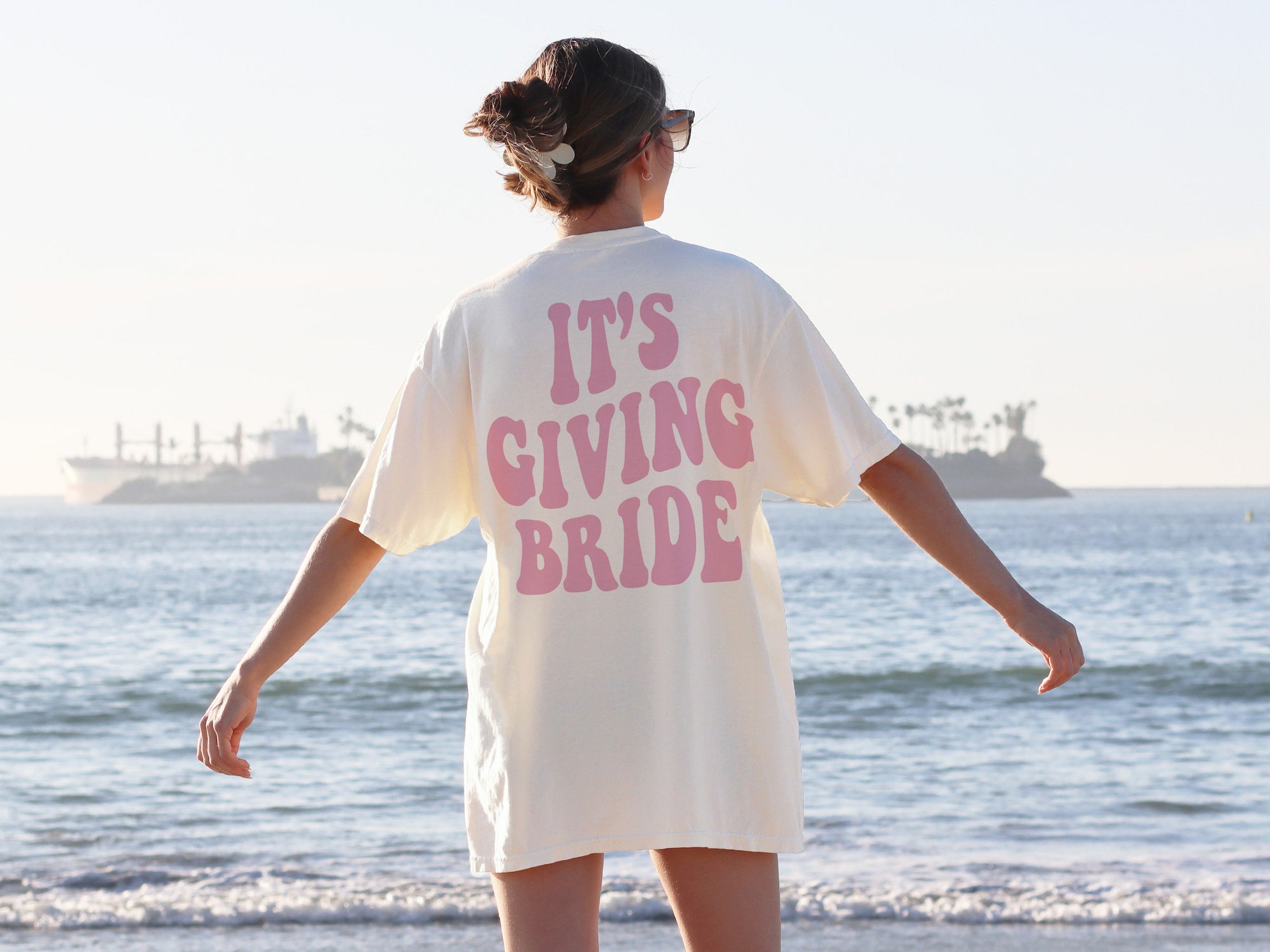 It's Giving Bride Party Shirt, Comfort Colors Tee, Retro Bride Shirt, Groovy Bachelorette Party, Bach Aesthetic, Bridal Party, Words on Back image 2