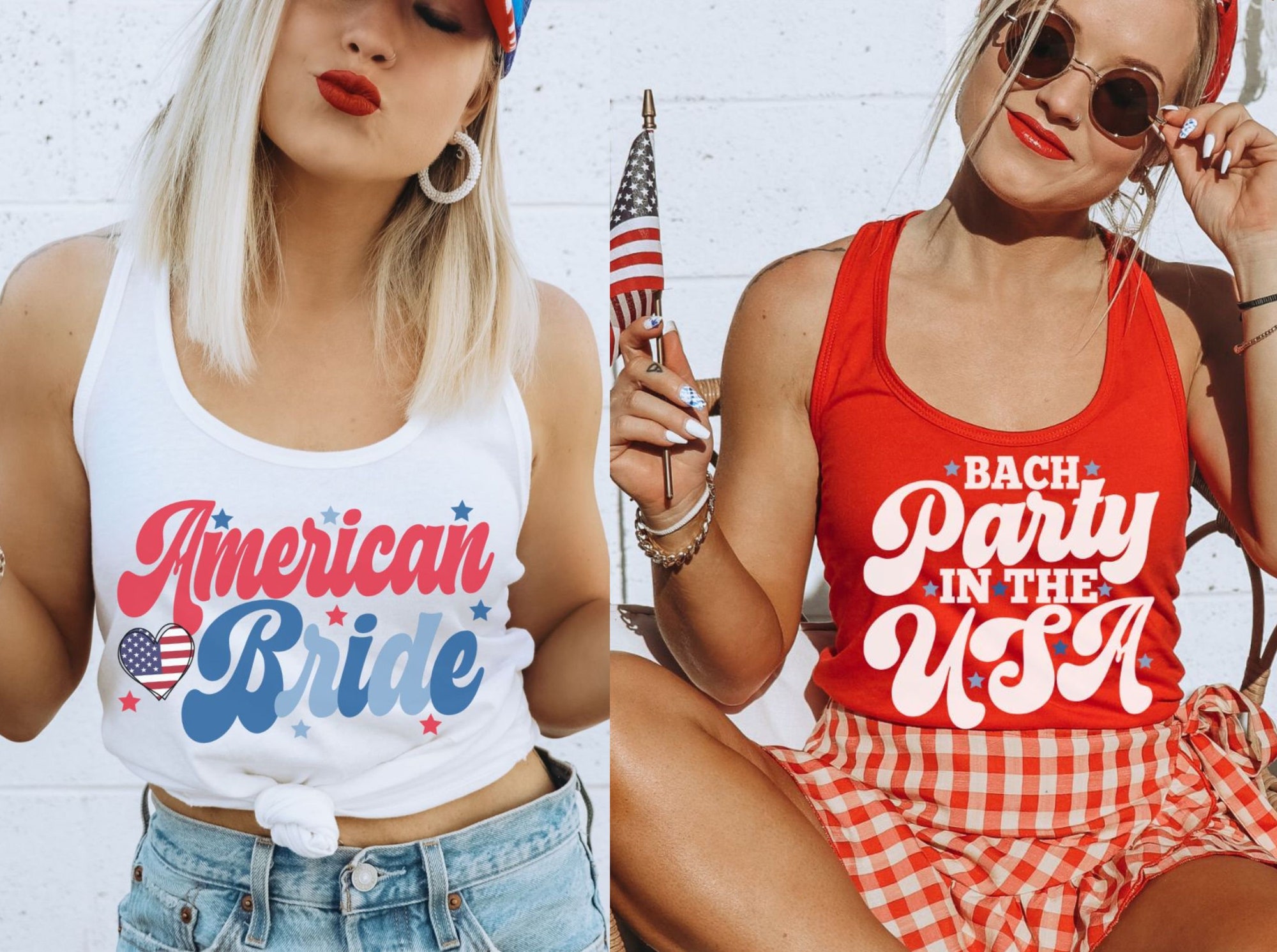 Fourth of July Bachelorette Shirts: Funny Tanks Retro Bride & Crew Designs image 0