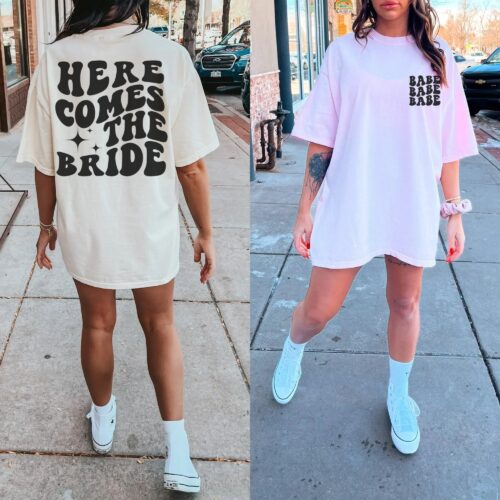 Here Comes The Bride: Custom Groovy Bachelorette Party Shirt image 0